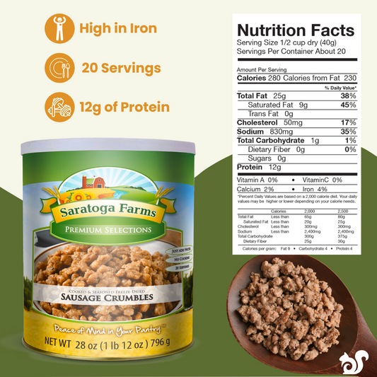 freeze dried sausage crumbles nutrition facts